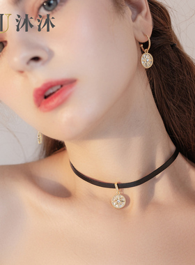 简约个性choker罗盘项链女皮绳锁骨链短款脖子饰品颈带2019新款潮