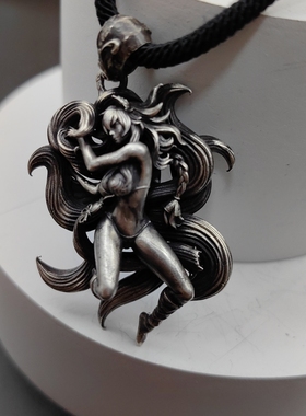 吊坠项链925纯银做旧九尾狐阿狸