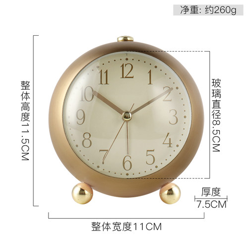 汉时北欧轻奢静音夜光闹钟卧室桌面钟表摆件客厅摆台式小时钟HA13 - 图0
