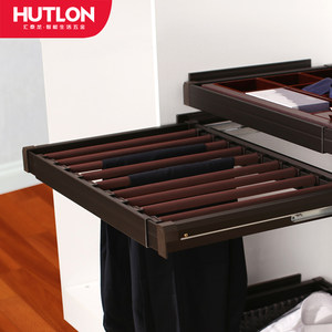 汇泰龙衣柜伸缩裤架抽拉式阻尼缓冲多功能家用裤架收纳移动YG系列