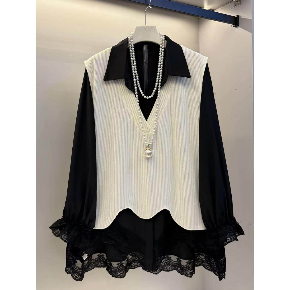 衬衫时尚洋气两件套mm减龄新款大码秋季百搭显瘦马甲胖女装2025,淘宝优惠券,粉丝福利购,淘宝优惠卷