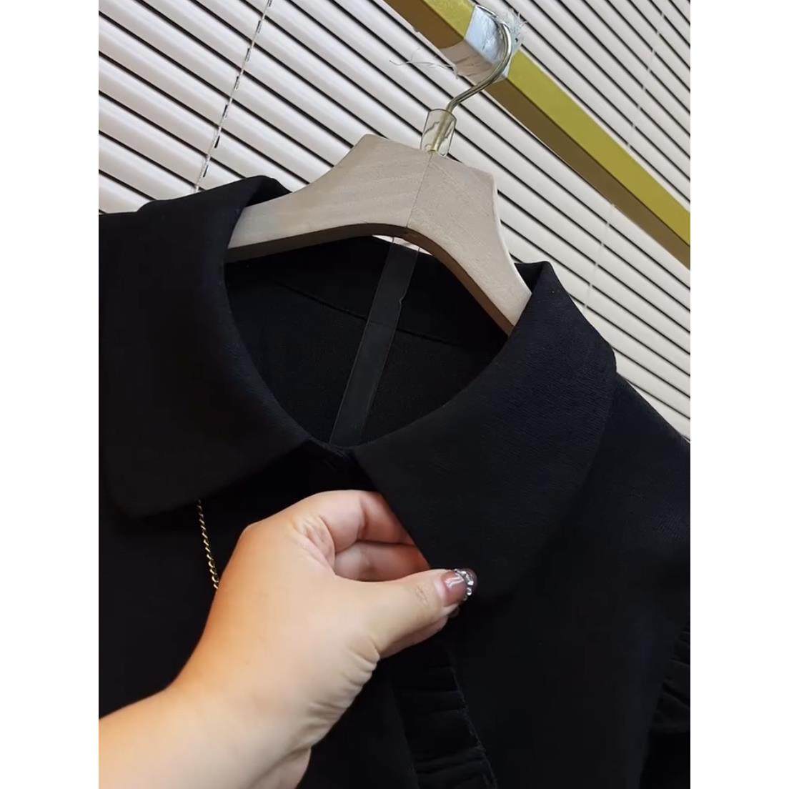 大码女装2025秋冬新款木耳边上衣女黑色显瘦胖mm胖妹妹内搭长袖,淘宝优惠券,粉丝福利购,淘宝优惠卷