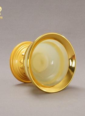 高脚合金人工玉石供水碗水杯