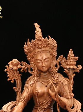 藏式白度母摆件家用佛堂铜像