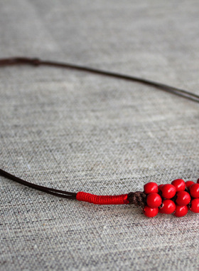 中国红民族风送妈妈包邮锁骨项链