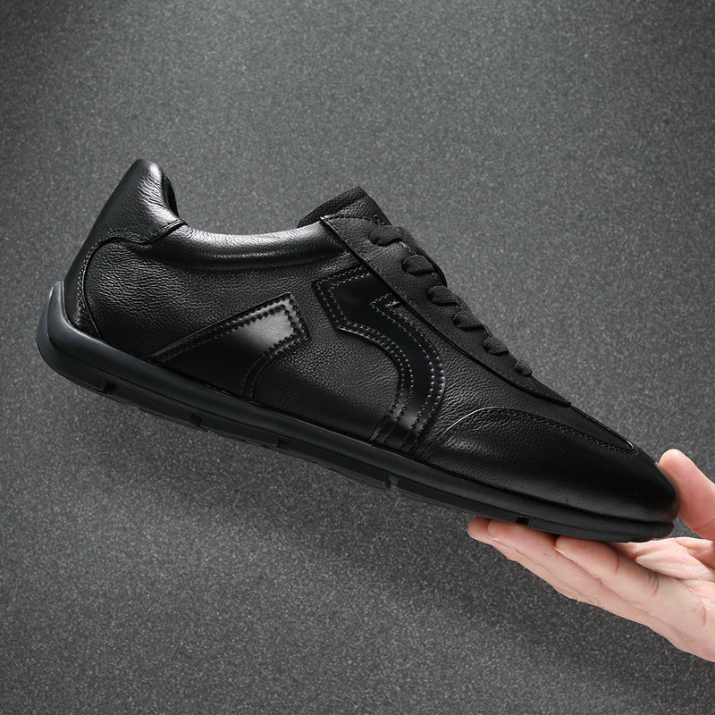 2026春季新款德训鞋男真皮黑色潮牌高端休闲皮鞋软牛皮豆豆板鞋男,淘宝优惠券,粉丝福利购,淘宝优惠卷