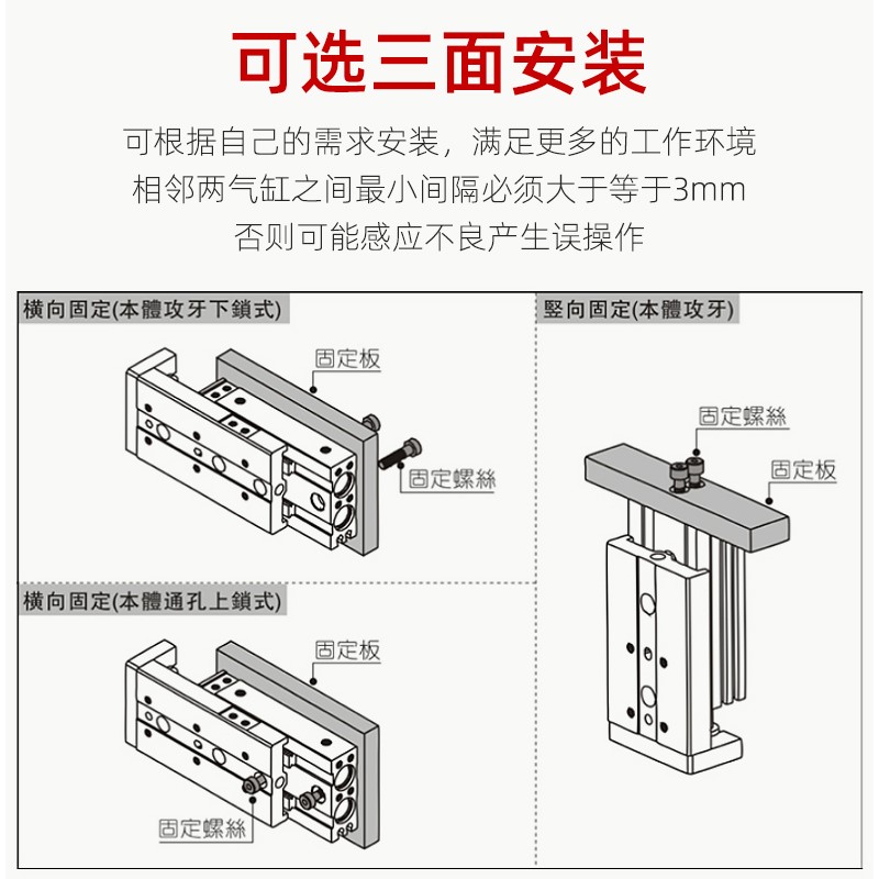 滑台气缸MXS 6/8/12/16/20/25-10/20/30/40/50/75/100/125/150AS - 图2