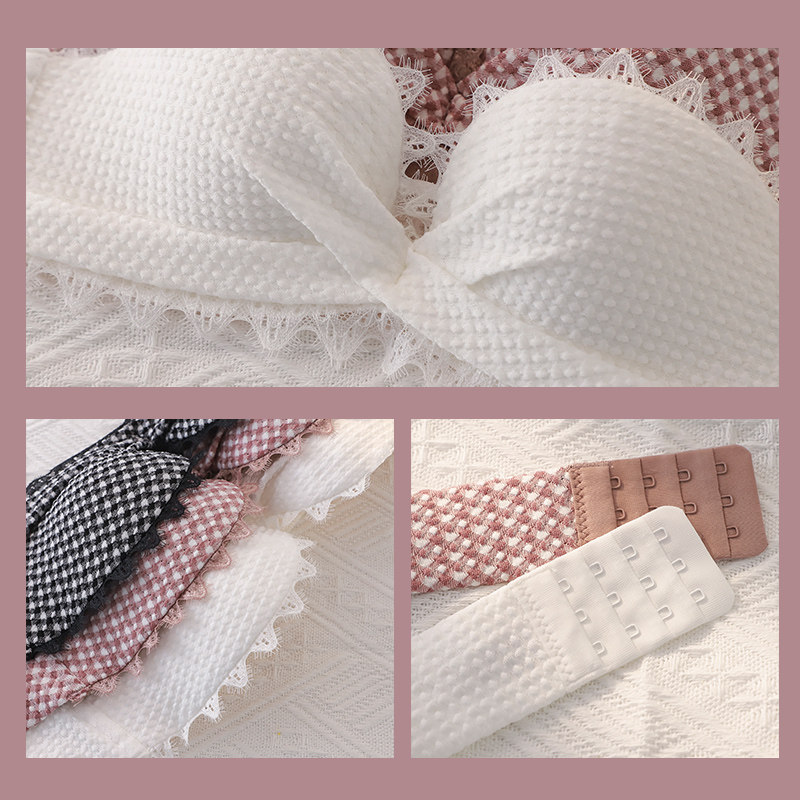 白色聚拢无钢圈收副乳夏季少女胸罩 嫦香诗文胸