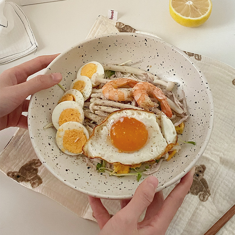 穆尼 泼墨ins风餐盘沙拉碗家用一人食餐具深盘日式盘子高级感