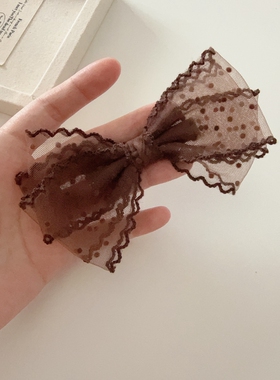 波点韩系边夹雪纺头饰蝴蝶结发卡