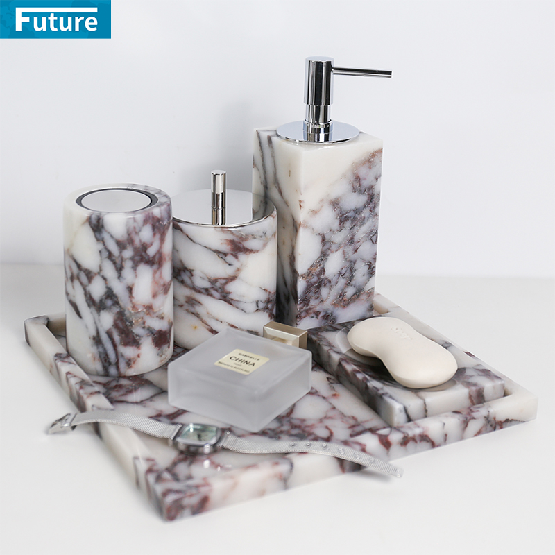 轻奢宝格丽大理石棉签盒样板间家居洗手液收纳盒棉签罐高档分装瓶 - 图3