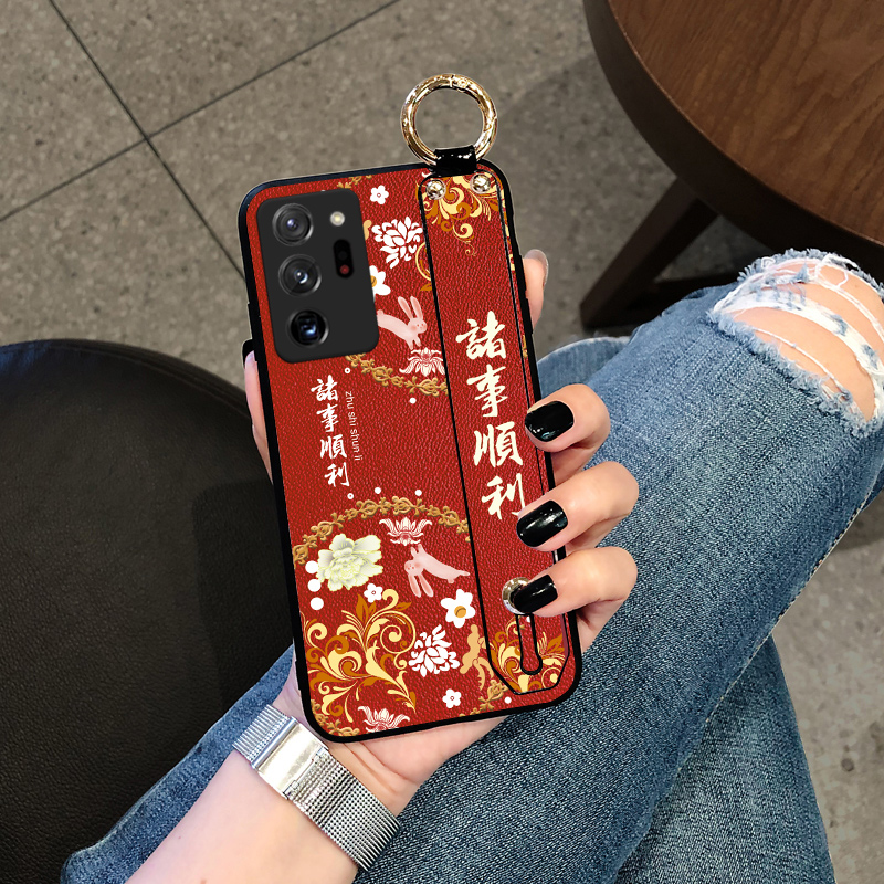 Aimak适用三星S20plus手机壳三星note20ultra保护套S20斜挎挂绳腕带款S20+兔子皮质感如意可调可爱时尚潮牌 - 图1