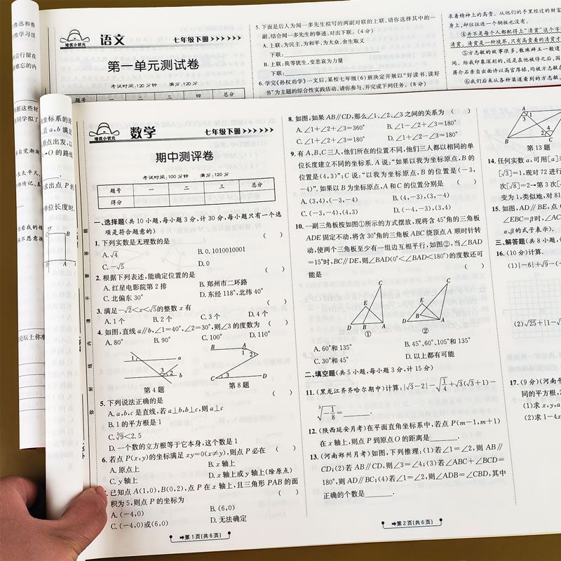 初中七年级下册试卷测试卷全套7册学霸必刷题试卷 数学语文英语政治历史生物地理人教版同步练习册初一必刷题小四门必背知识点卷子 - 图1