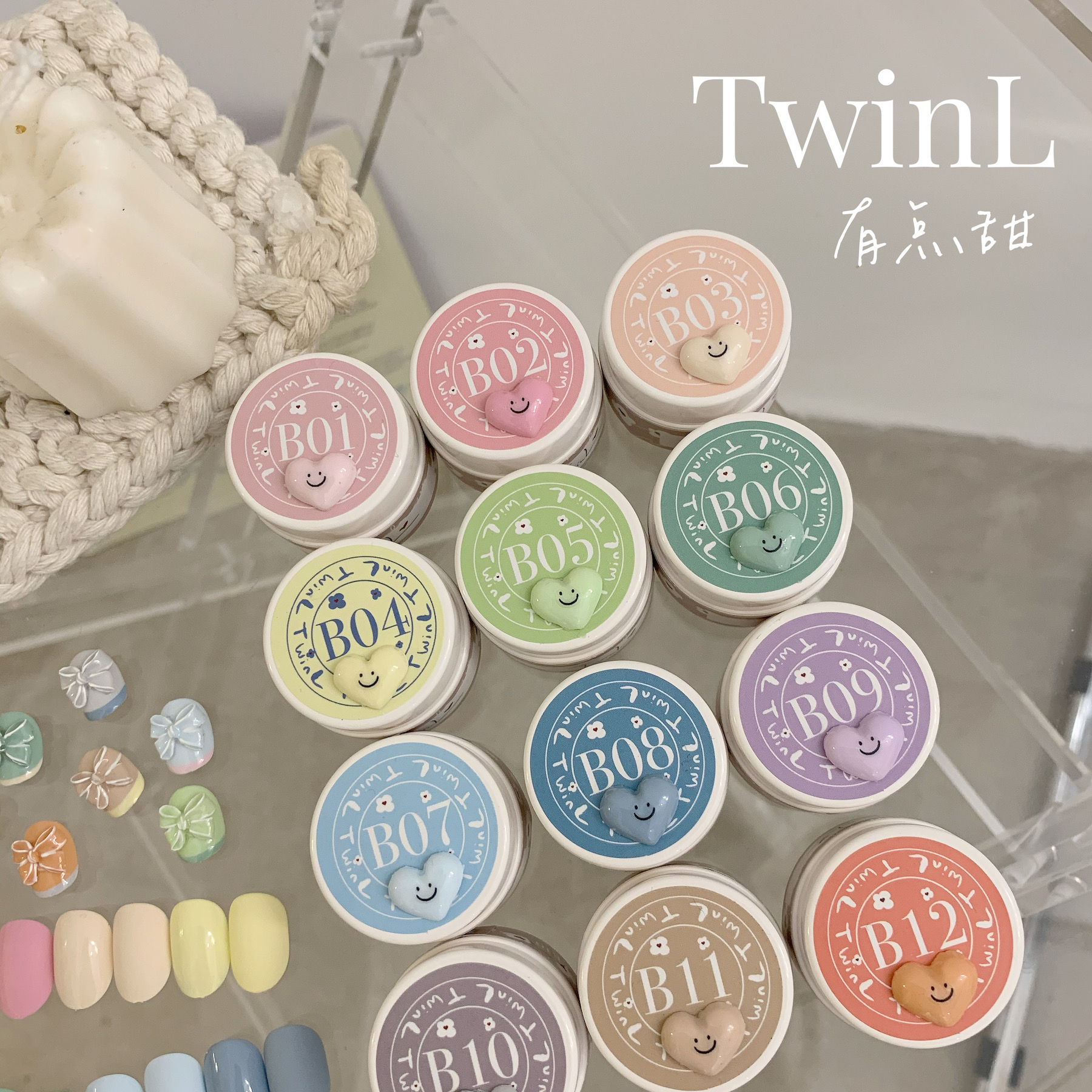 TwinL日系美甲光疗胶 罐装彩色甲油胶Bloom韩系系列B01-12 有点甜