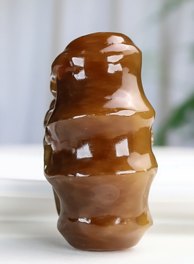 和田玉糖料竹子玉蝉手把件