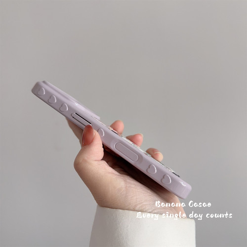 BananaCase韩国ins芋泥紫DIY可卡通贴纸适用16promax苹果17pro手机壳iPhone15爱心边框14pro新款13防摔保护套 - 图2