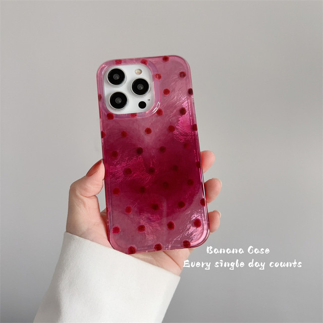 Korean ins niche raspberry red polka dot smudged hard shell