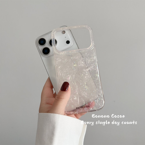 BananaCase高级感ins米杏半透底梦幻细闪贝壳纹硬壳适用17promax手机壳iphone17苹果16pro新款15promax保护套 - 图0