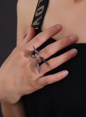 复古做旧鹰爪戒指女小众设计感高级轻奢食指戒