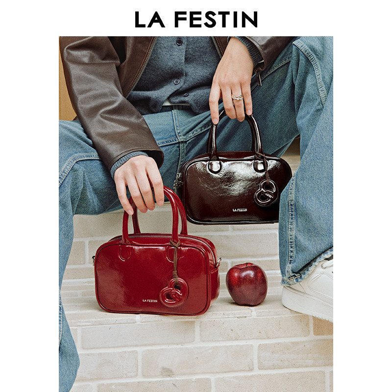 拉菲斯汀小胖墩包包2026新款秋冬真皮小众斜挎女包手提波士顿包,淘宝优惠券,粉丝福利购,淘宝优惠卷