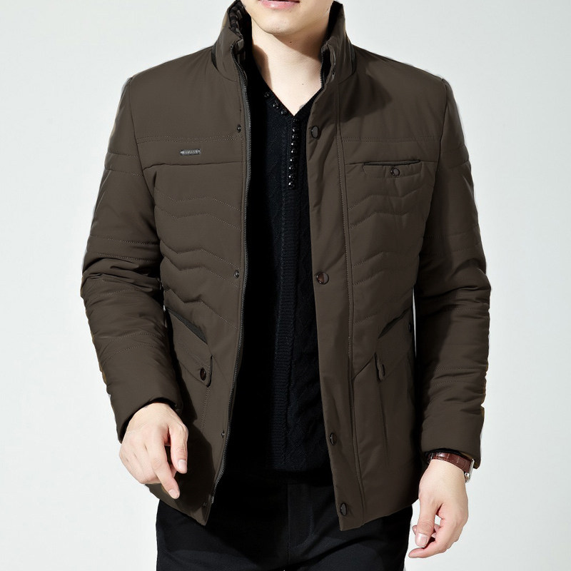 爸爸冬装外套中老年人棉衣男加绒加厚棉袄中年男士父亲羽绒棉服