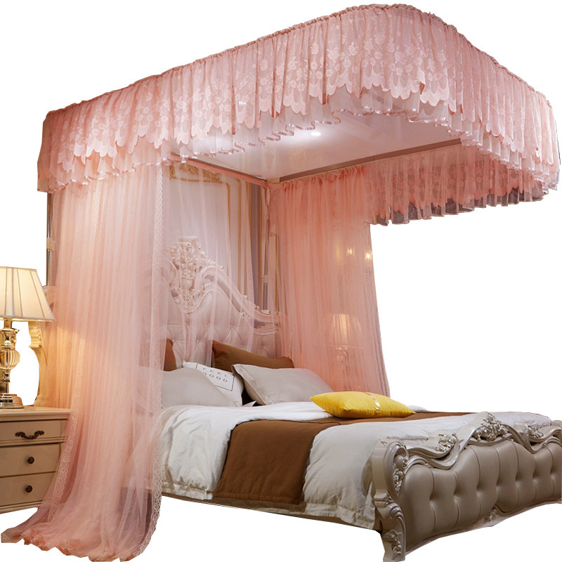 导轨蚊帐伸缩升降u型轨道三开门家用不打墙公主风落地双层2米1.8m,淘宝优惠券,粉丝福利购,淘宝优惠卷