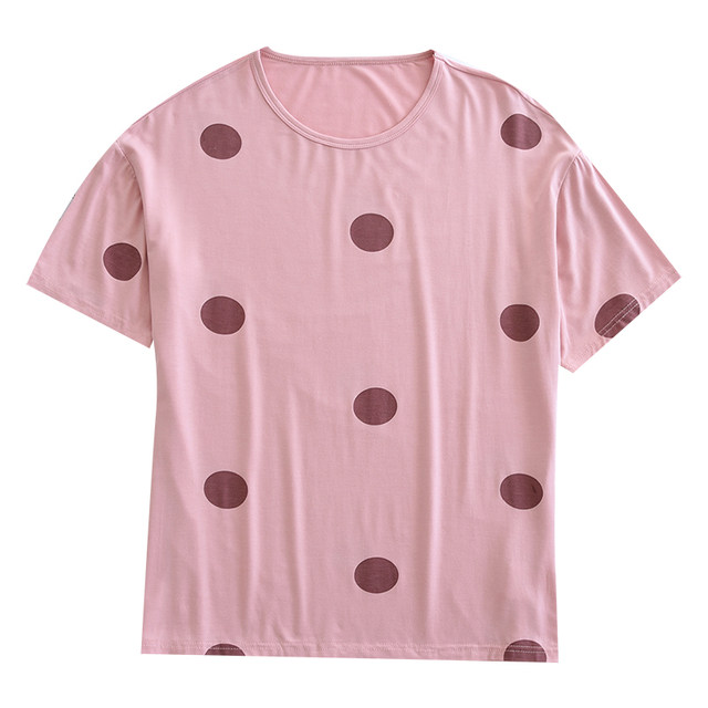 ເສື້ອຍືດ polka dot ຂອງແມ່ຍິງ modal ສົດໆ ທີ່ມີຜ້າແພທີ່ທັນສະໄໝ