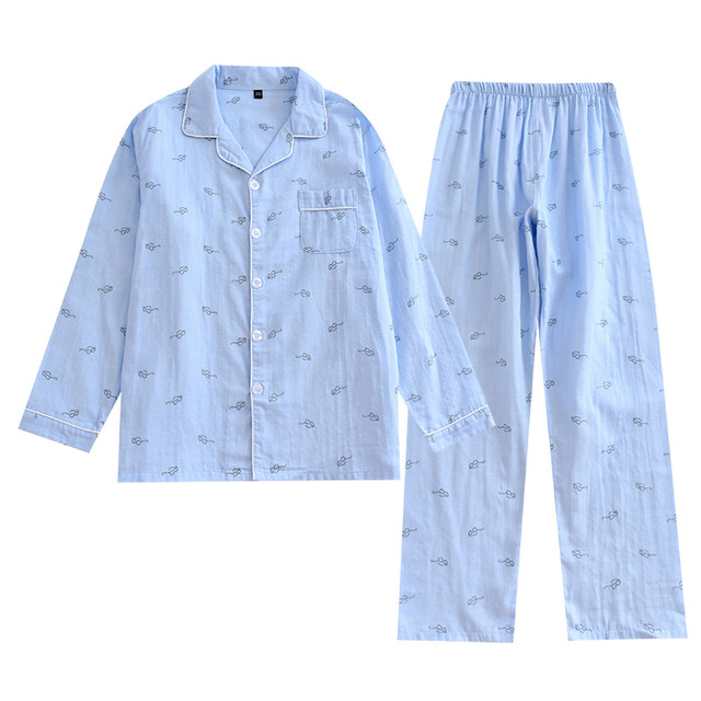 ຜູ້ຊາຍຝ້າຍ gauze ບໍລິສຸດ pajamas ກາຕູນ, ແສງສະຫວ່າງແລະ breathable