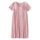 ຊຸດກະໂປ່ງແຂນສັ້ນ Modal summer striped padded nightgown