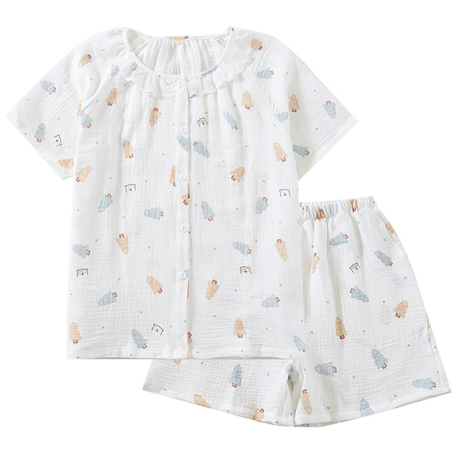 ກາຕູນຍີ່ປຸ່ນຟອງຝ້າຍ gauze pajamas ແມ່ຍິງ summer ຝ້າຍບໍລິສຸດ