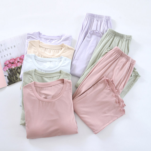 Modal padded trousers cropped ສໍາລັບ pajamas petite