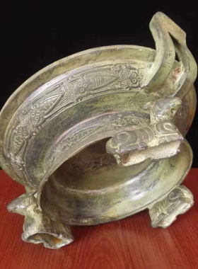 风水客厅做旧仿古青铜礼品春秋盘