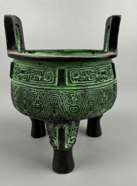 古玩纯铜敬神香炉大克鼎兽面鼎