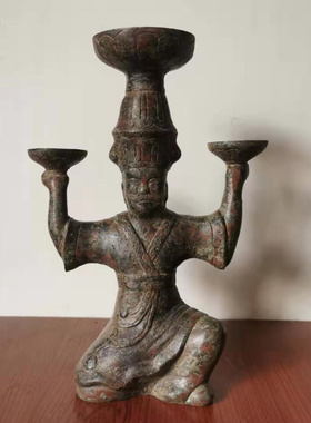 镇宅平安纯铜仿古风水做旧老佣灯