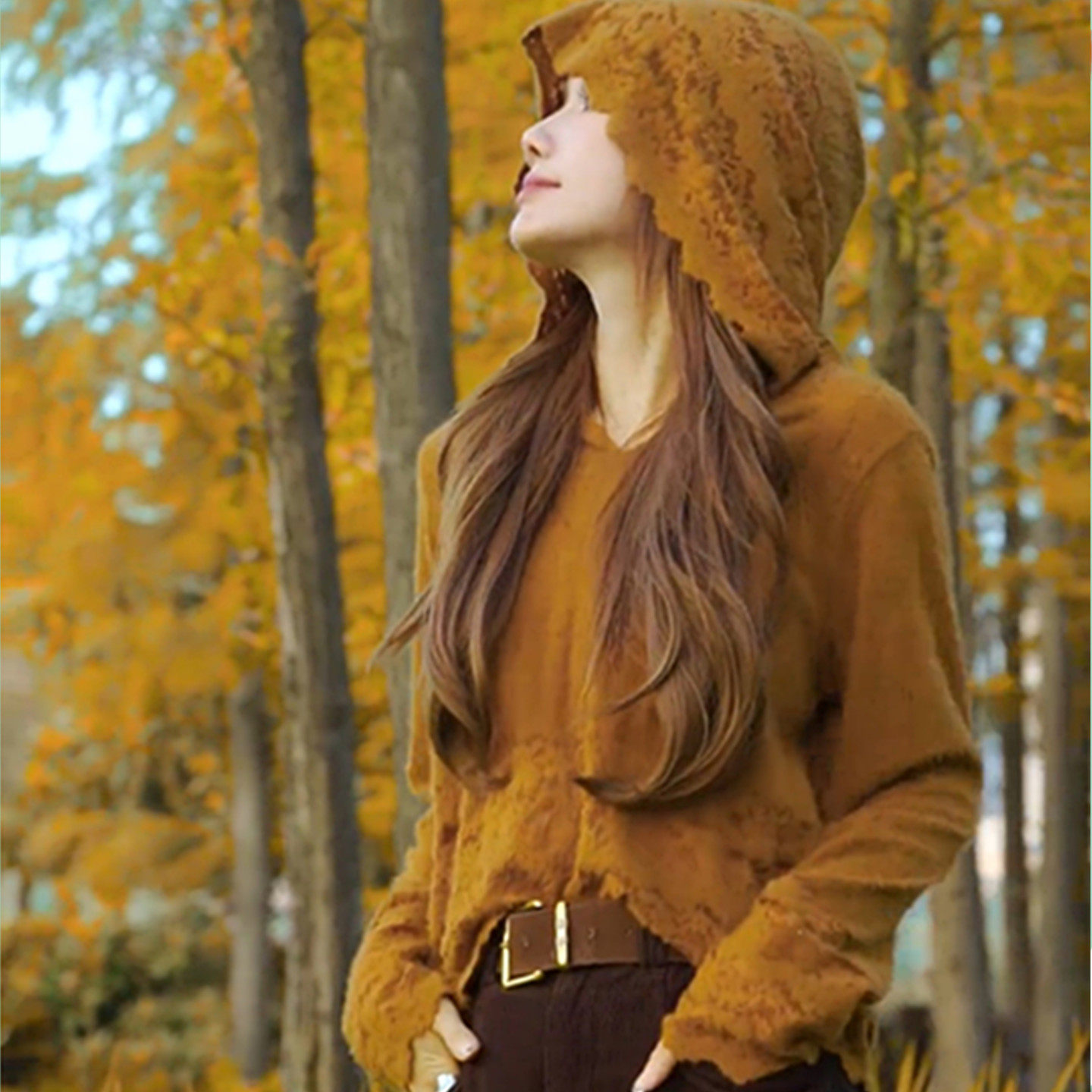 韩系绝美漂亮拼接蕾丝连帽针织衫女秋季百搭高腰显瘦休闲裤两件套,淘宝优惠券,粉丝福利购,淘宝优惠卷