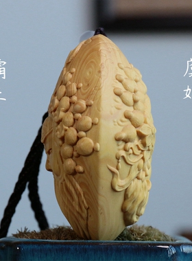 官检正品黄杨木雕手把件霸王别姬