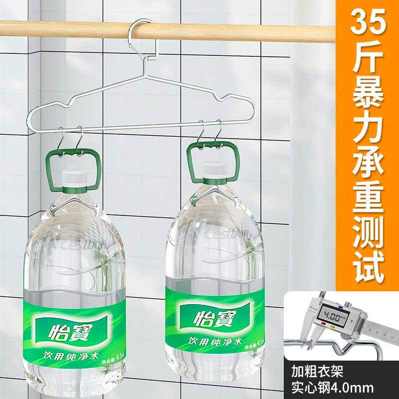 不锈钢衣架自动防风衣架实心加粗衣架防滑防吹落衣架阳台高空晾晒 - 图1