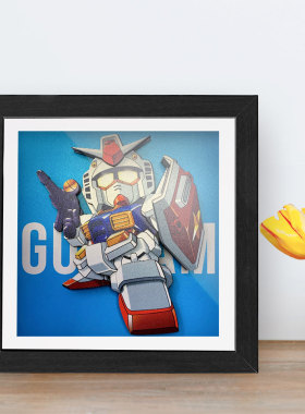 高达RX78立体画机器人模型手办礼物送男友配电箱装饰画挂画手工画