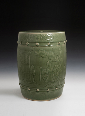 坐凳子青瓷仿古文玩家居装饰摆件