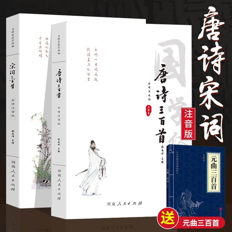 唐诗宋词三百首正版全集 注音版2册 原文译文注释 唐诗宋词鉴赏辞典 中国古诗词书籍儿童版青少年成人版 唐诗宋词300百首送元曲_虎窝淘