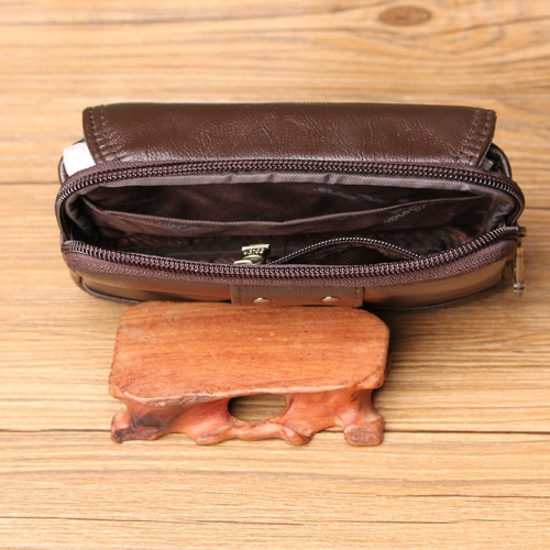 Кожаный ремень, поясная сумка с молнией, 4.5 дюймов, 5 дюймов, 5.5 дюймов, 6.3 дюймов, из натуральной кожи