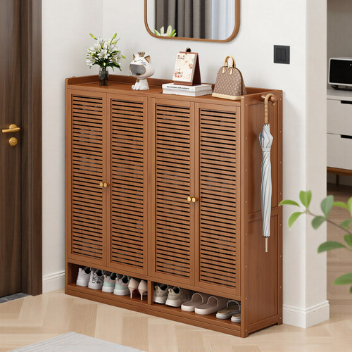 家用多层竹制鞋架门口入户门厅储物收纳防尘鞋柜2026新款出租房用 - 图1