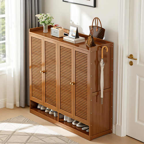 家用多层竹制鞋架门口入户门厅储物收纳防尘鞋柜2026新款出租房用 - 图3
