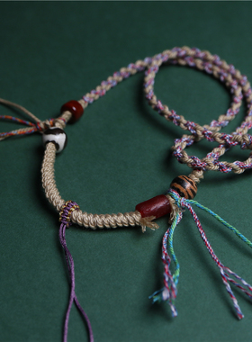 藏式风格手编棉绳唐卡挂绳脖挂绳