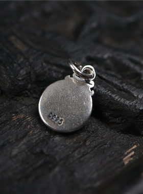 S925纯银饕餮兽面纹挂件藏式文玩小配件DIY手串菩提卡子侧挂吊牌