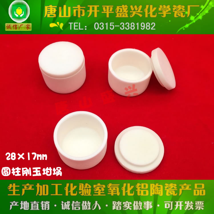 厂家直销 直形带盖99氧化铝坩埚 28*17mm/28*58mm 圆柱形刚玉坩埚