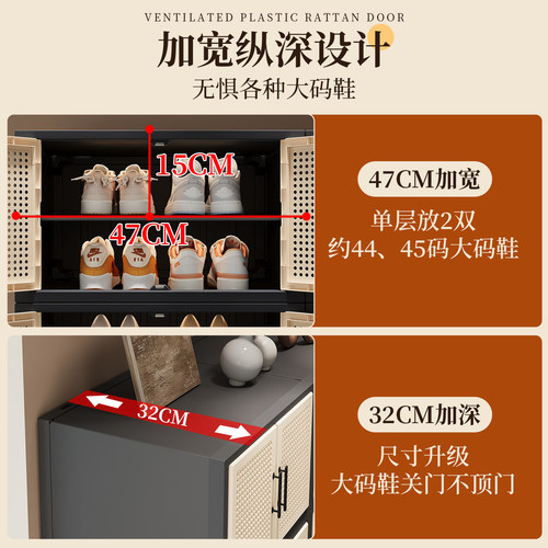 鞋柜收纳柜一体靠墙家用门口新款高级感多层大容量出租房用鞋架子 - 图2