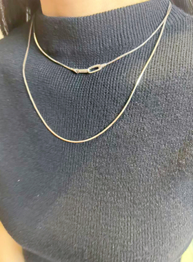 S925纯银项链波光粼粼爆闪蛇骨链高级气场轻奢毛衣链长款叠戴项链