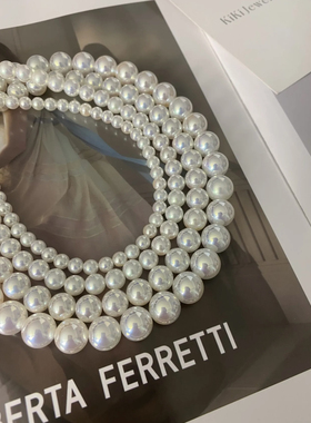 kiki.人造akoya天女珍珠项链人工幻彩海水马贝珍珠项链轻奢小众