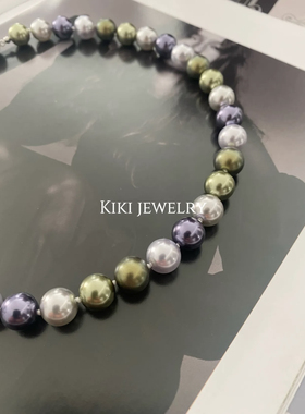 柏林之森.小众高级感大溪地混彩磁吸项链高品质人造珍珠项链炫彩